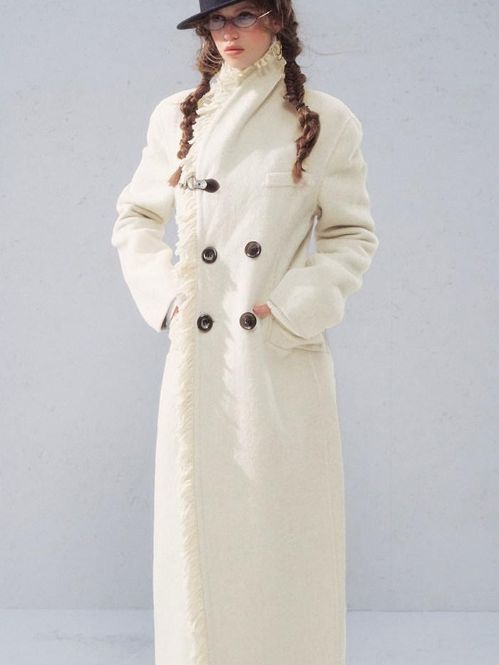 OfAkiva Warm Thick Vintage Slim Fit Long Single Breasted Lapel For Women Wool Coats