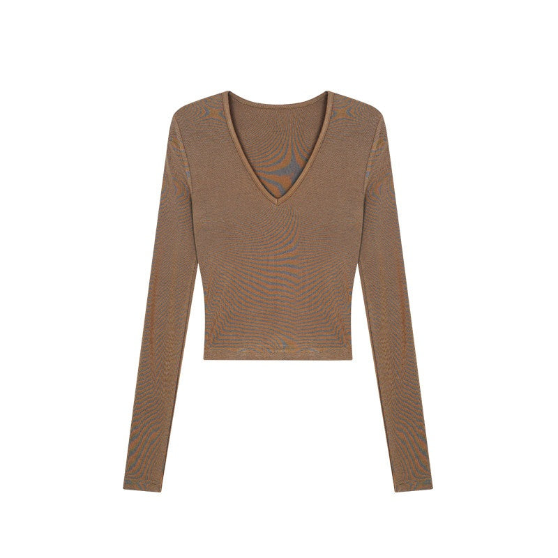 ZERO_Soft_Viscose_Knit_Slim_Fit_Casual_Cropped_Women_Long_Sleeve_T-Shirts_MISSTT