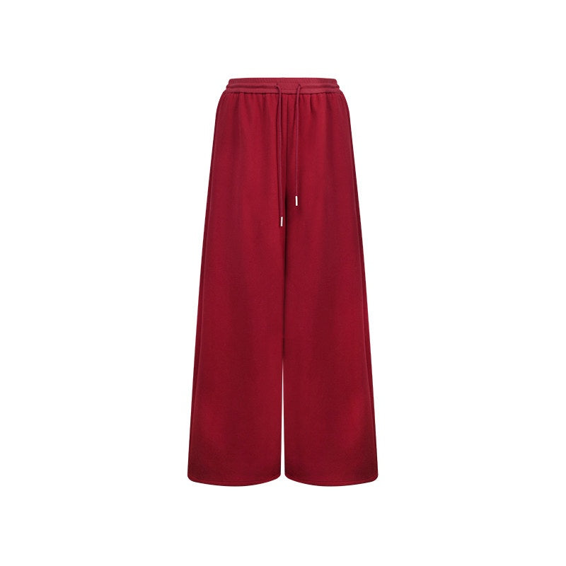 ZERO_Thick_Cotton_Relaxed_Fit_Long_Sleeve_Women_Casual_Red_Top_&_Pants_Sets_MISSTT
