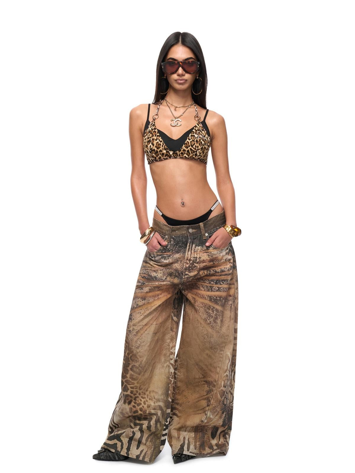 JYOSEI Removable Chest Pads No Underwire Triangle Bikini Women Leopard Print Camisoles