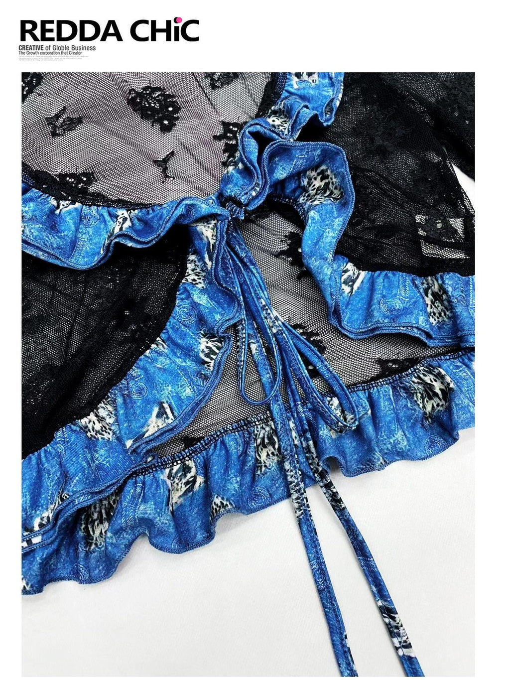 REDDACHIC Gothic Colorblock Lace Ruffle Tie Short Women'S Recycled Polyester Cardigans