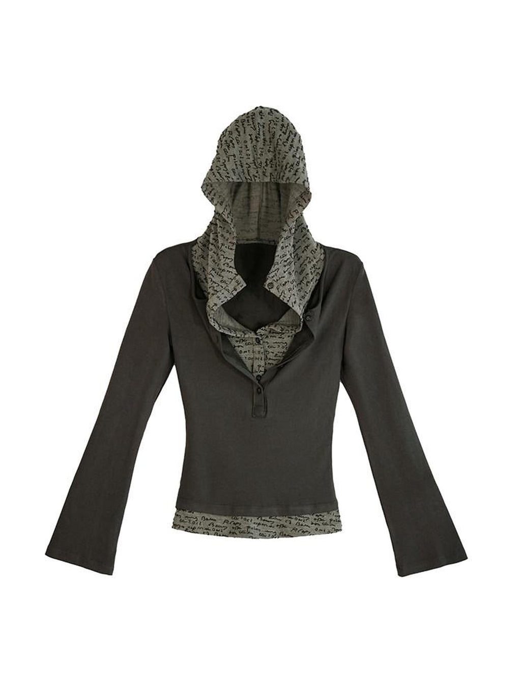 Cest Nous Slim Fit Printed Pullover Hooded Layered Street Punk Women Cotton Blend Hoodie