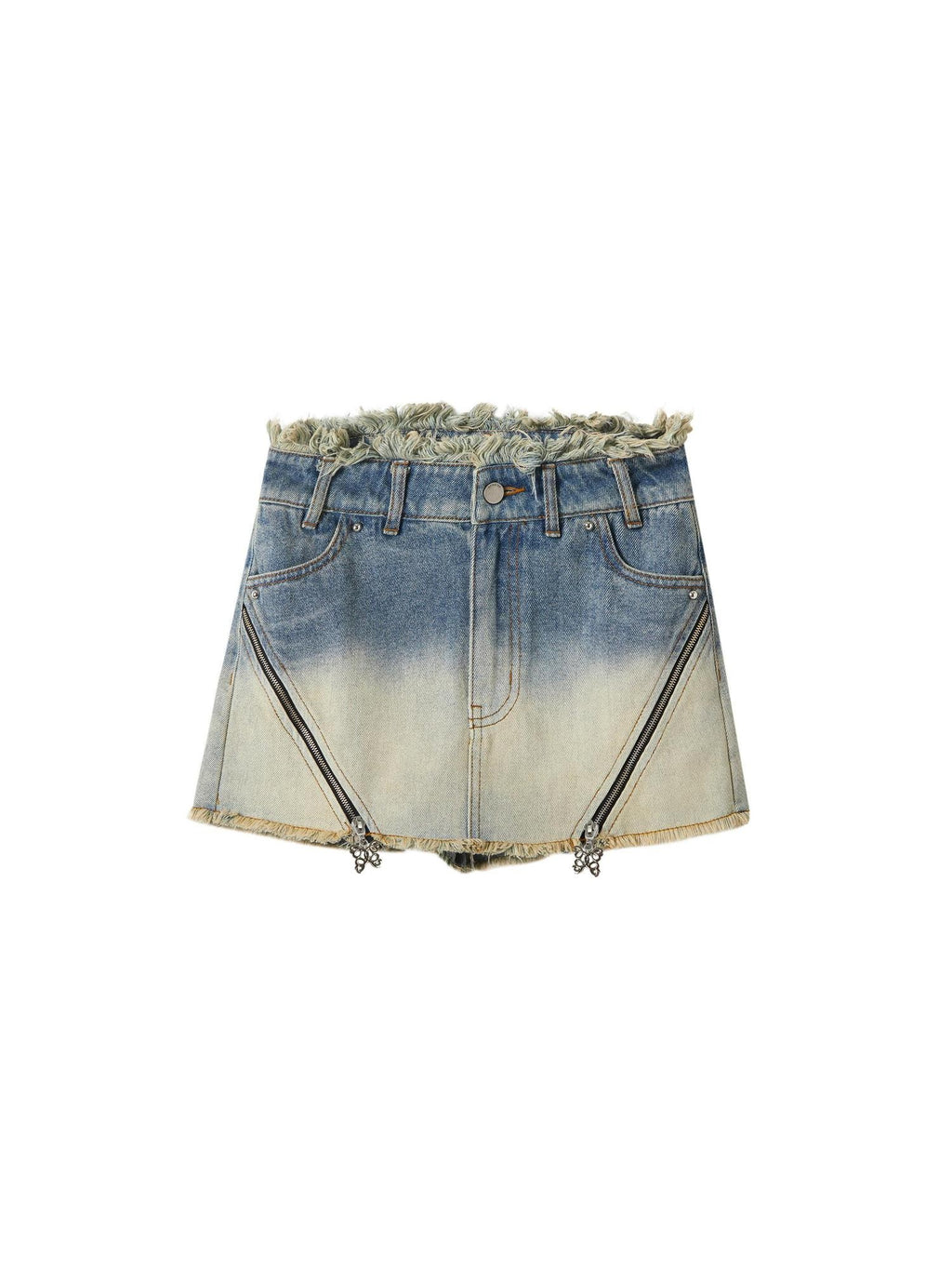 OfAkiva Washed High Waist Classic Fit Women Xs To Xl Blue And Brown Denim Shorts