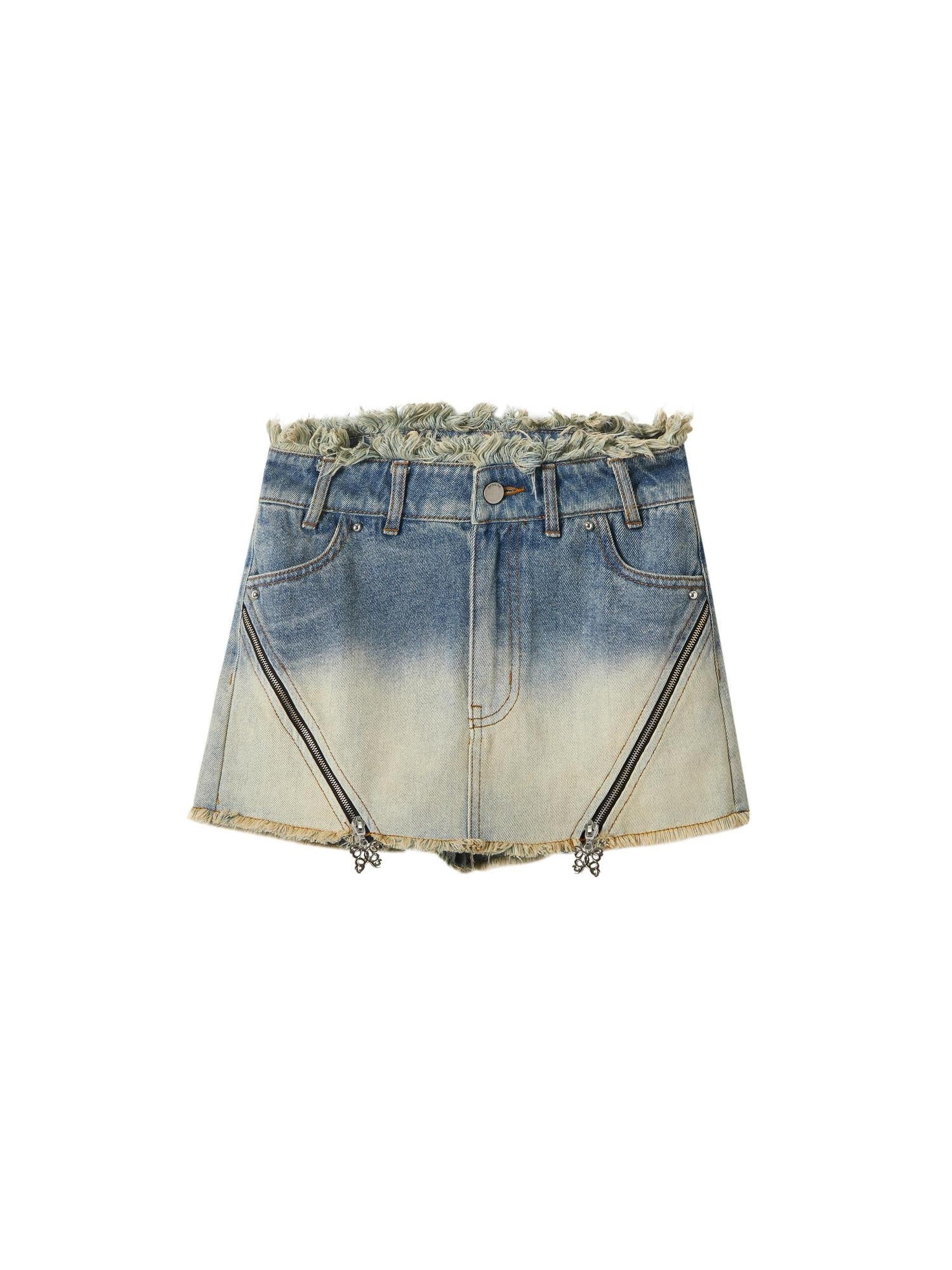 OfAkiva Washed High Waist Classic Fit Women Xs To Xl Blue And Brown Denim Shorts