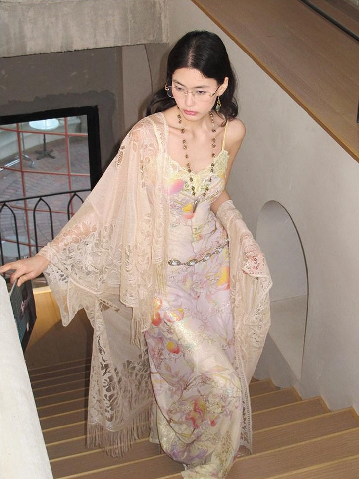 OfAkiva High Stretch Colorblock New Chinese Style A Line High Waist Women Maxi Dresses