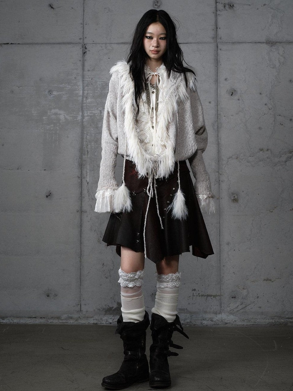 NO ROMANCE Vintage Shibuya Knitted Batwing Sleeve Hooded Women'S Knit Hoodies