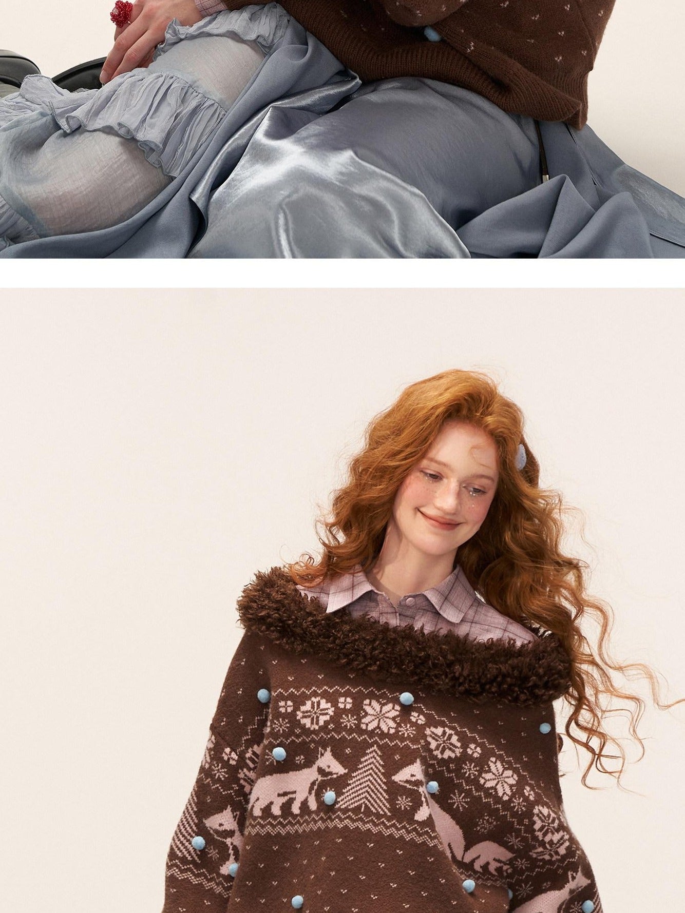 MAMC Cute Animal V-neck Loose Fit Commuter Pullover For Women Knitwear Sweaters
