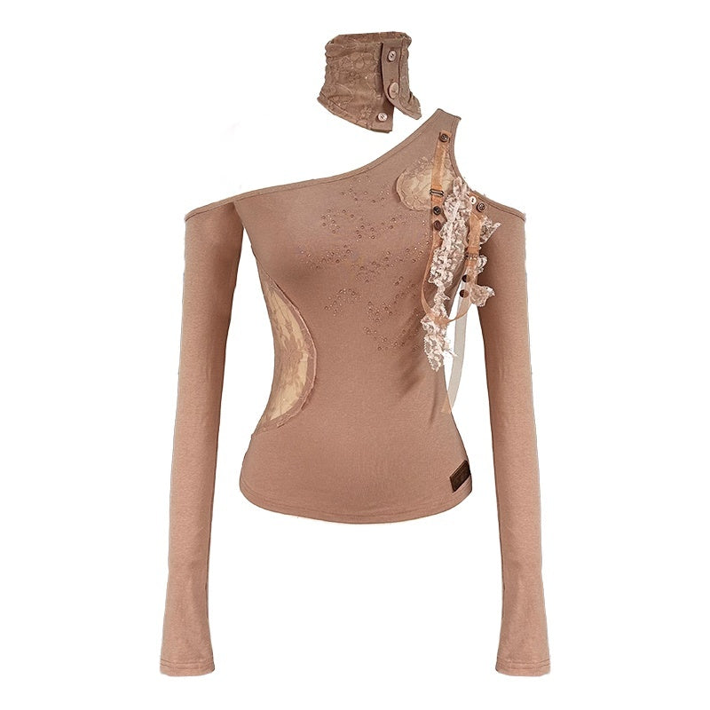 OPEN_AESTHETIC_Original_Design_Asymmetrical_Shoulder_Solid_Lotus_Pink_Long_Sleeve_T-Shirts_MISSTT