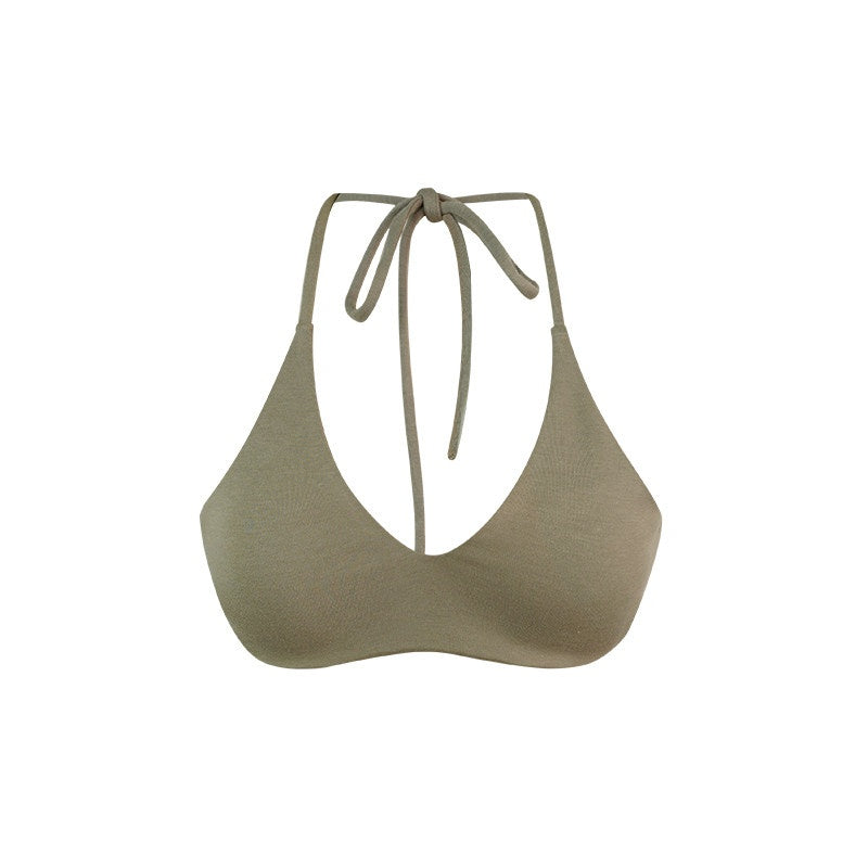 ZERO_High_Stretch_Cotton_Halter_Slim_U_Neck_Padded_Crop_Brown_Tie_Detail_Camisoles_MISSTT