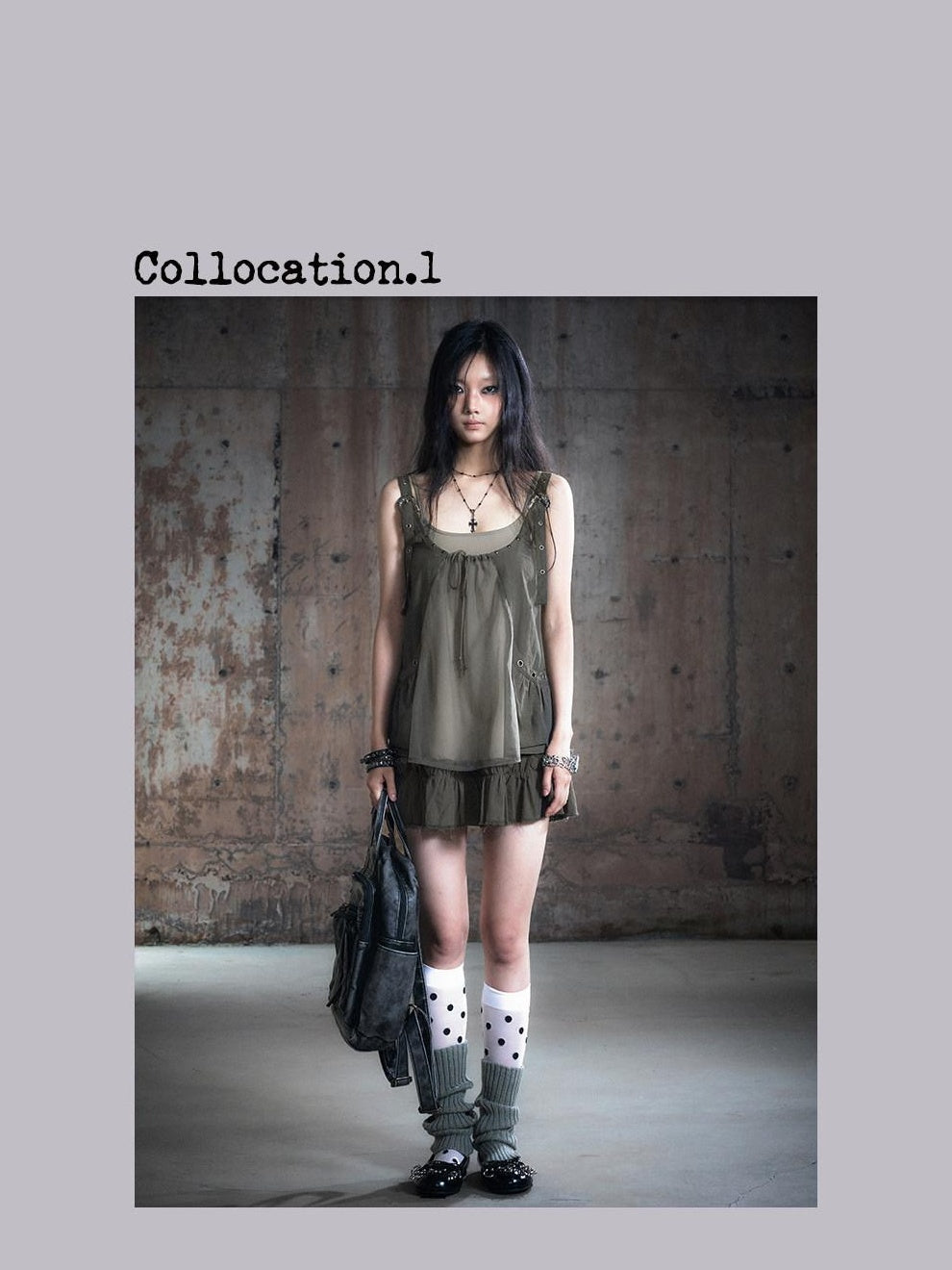 Cest Nous Micro Stretch Cotton Punk Patchwork Spaghetti Strap Everyday Minidresses