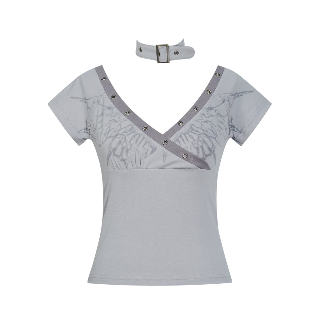 Cest_Nous_Cotton_Stretch_Slim_Fit_V-neck_Cropped_Punk_Graffiti_Women_Shortsleevet-Shirts_MISSTT