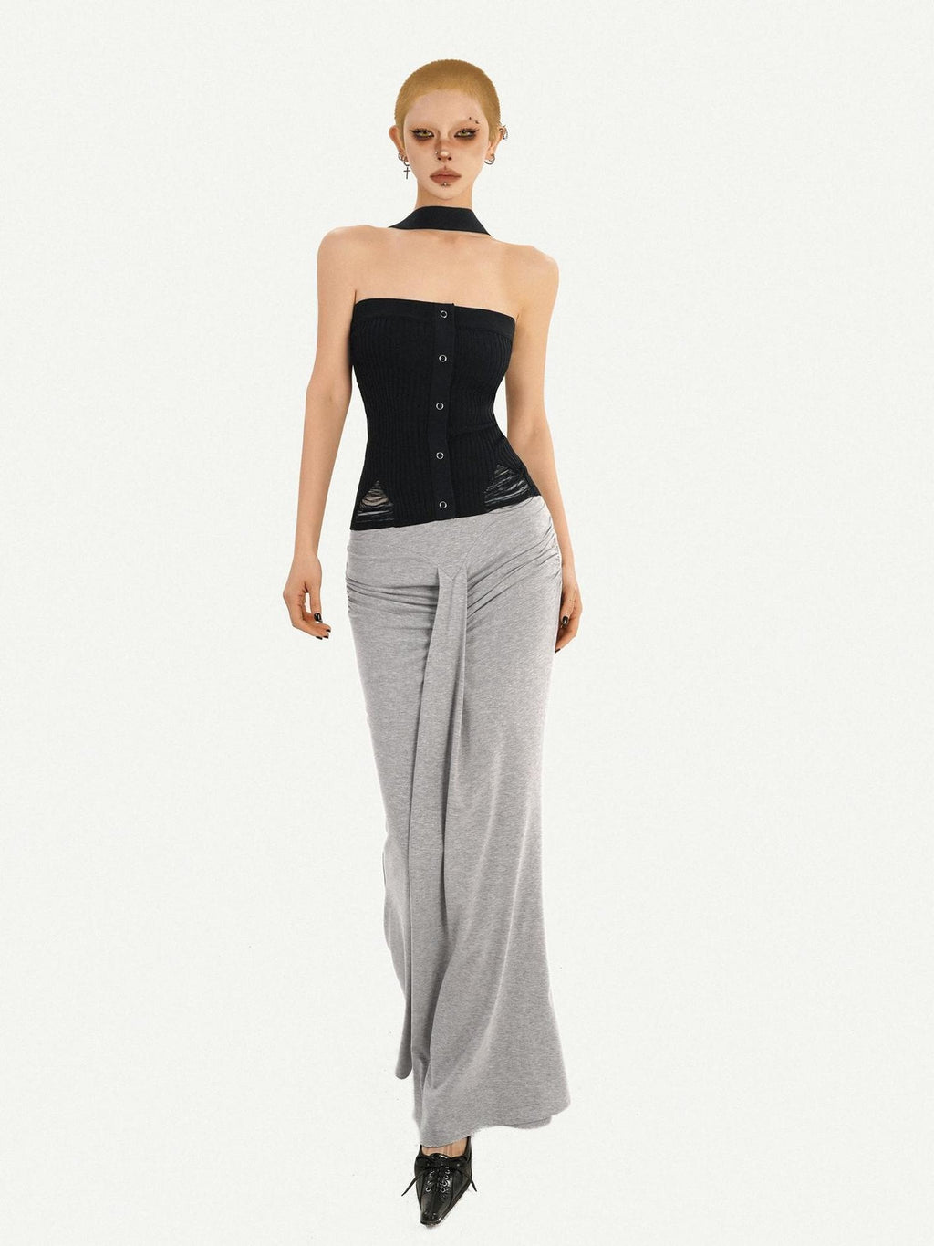 Nico Molly Sleek Slim Fit Street Style Solid Black One Size Youth Crop Tube Tops