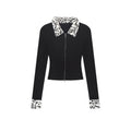 ZERO_Soft_Thick_Zippered_Slim_Fit_Patchwork_Lapel_Women_Daily_Black_Rayon_Cardigans_MISSTT