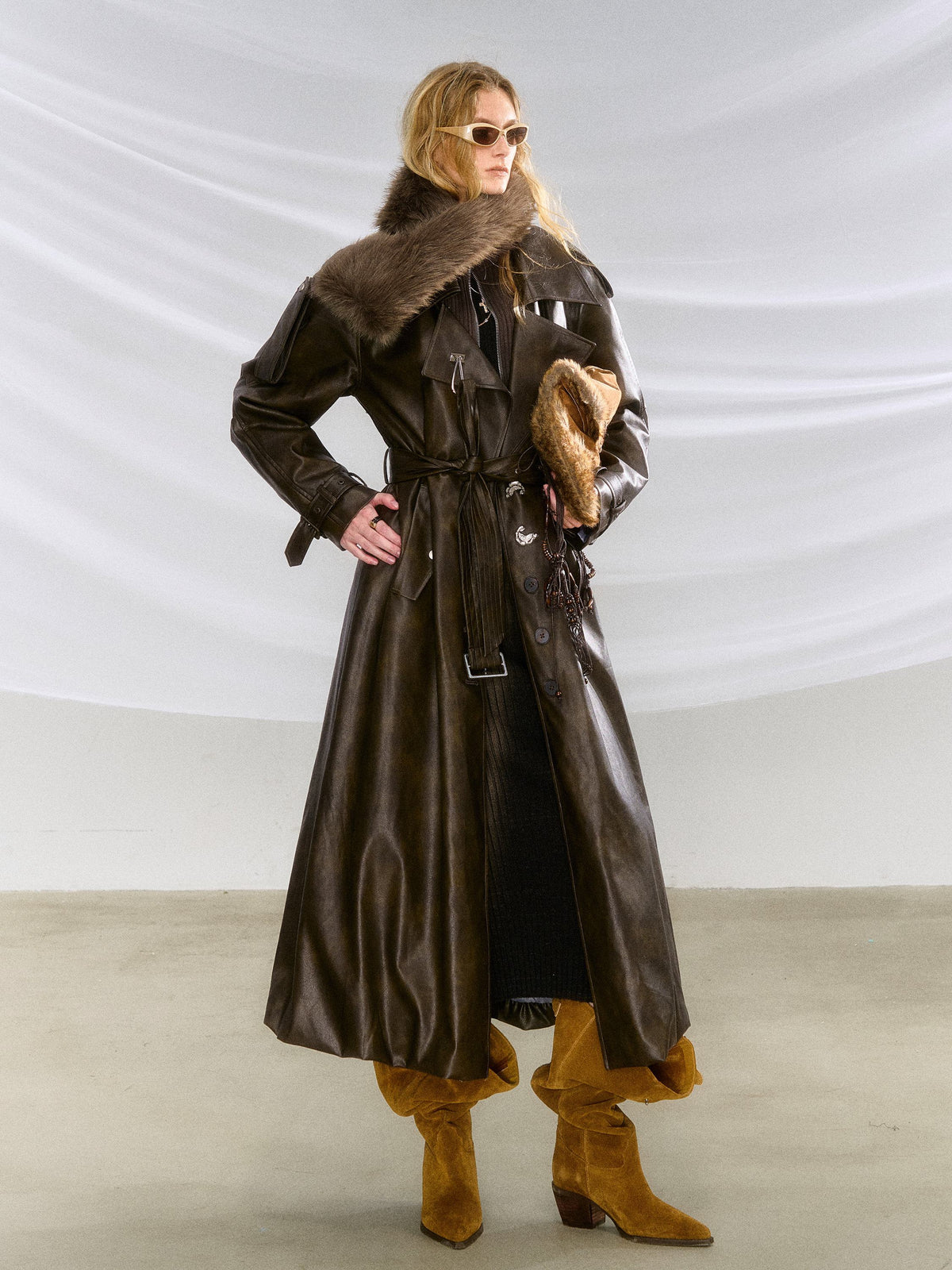 OfAkiva_Thick_Faux_Leather_Slim_Fit_Blazer_Collar_Pocket_Midlength_Women_Long_Coats_MISSTT