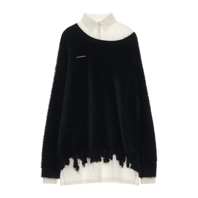 MAMC_Cozy_Nylon_Blend_Loose_Fit_Minimalist_Work_Layered_Look_Black_Gray_Sweaters_MISSTT
