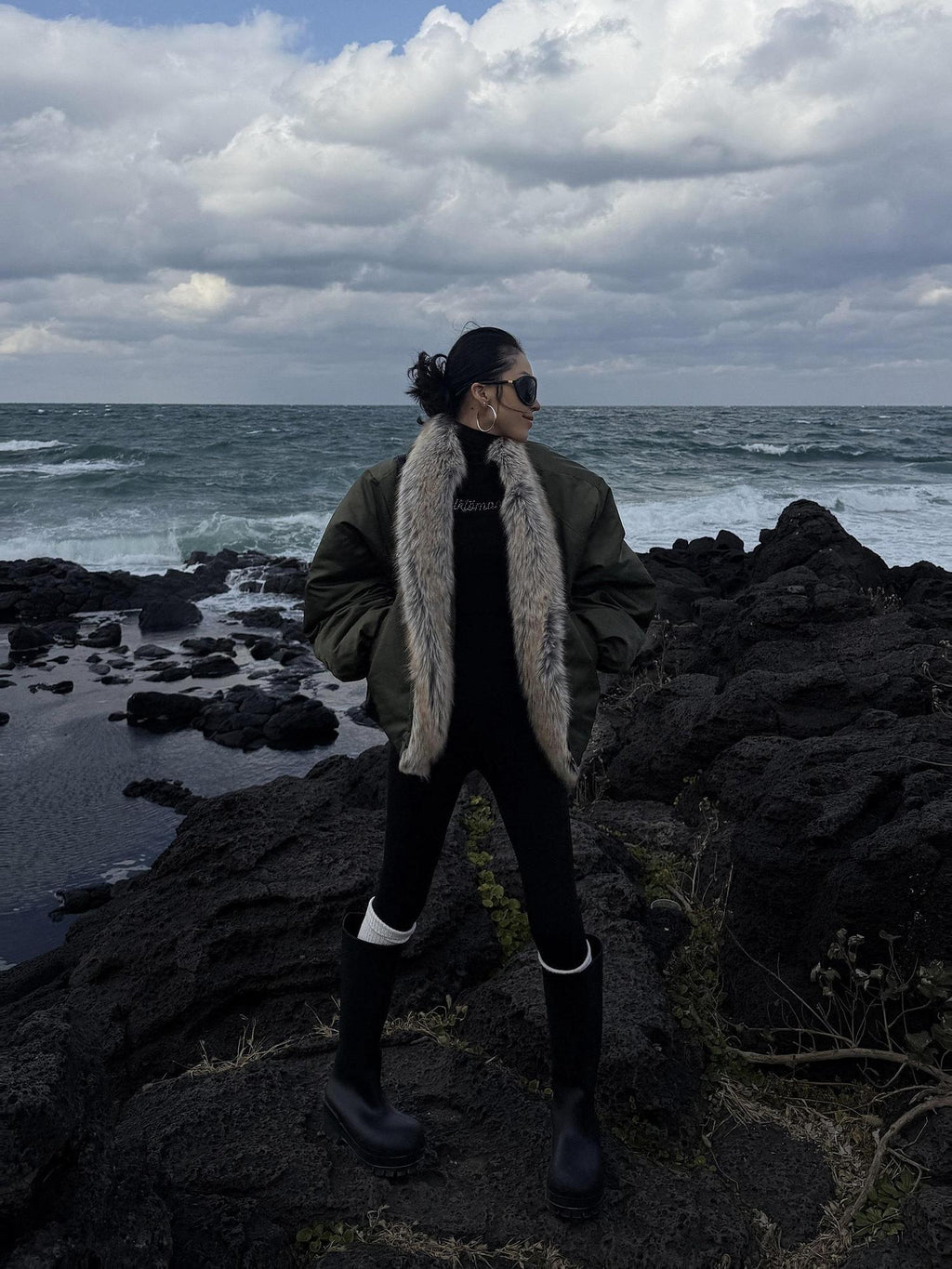 ZERO Warm Casual Oversized Fur Collar Unisex Polyester Woven Puffer Jackets
