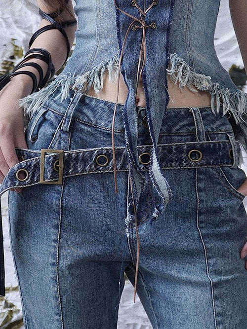 WSW Adjustable 106Cm Durable Denim Blue Canvas Alloy Buckle Youth Casual Belts