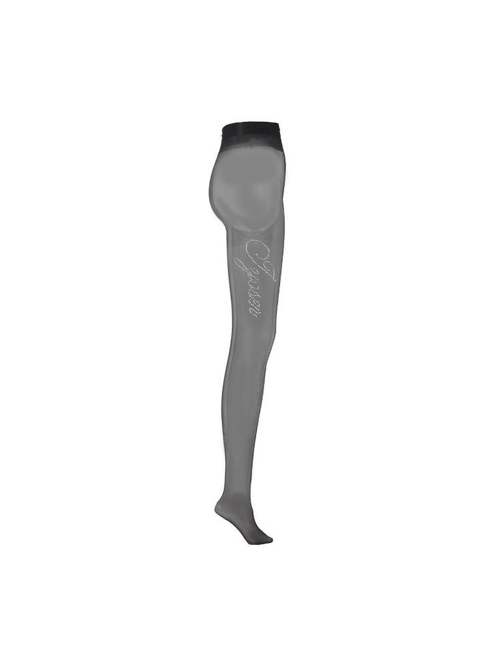 JYOSEI Butt Lifting Ultra Sheer Sexy T Gusset Nylon Spandex Letter Print Black Hosiery