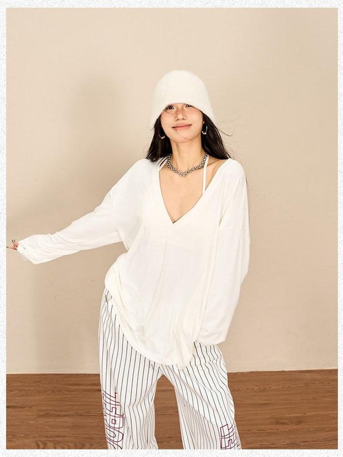 ZERO Backless Halter Slim Knit Cotton Cropped Streetwear Built In Bra Pad Camisoles