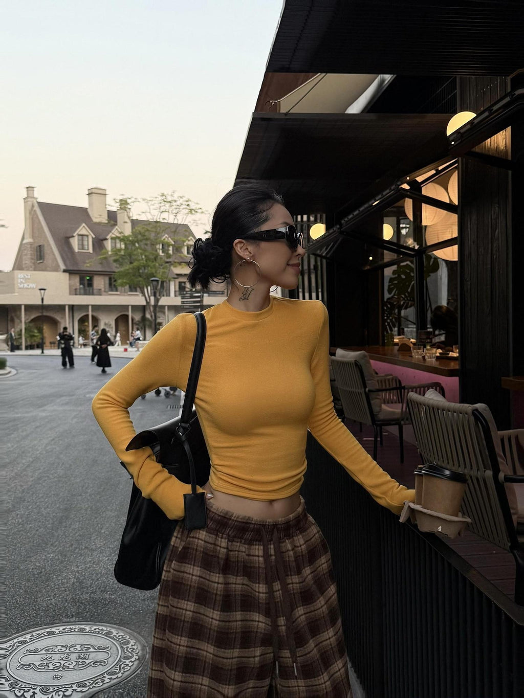 ZERO Thick Viscose Knit Slim Fit Casual Round Neck Long Sleeve Crop Tops