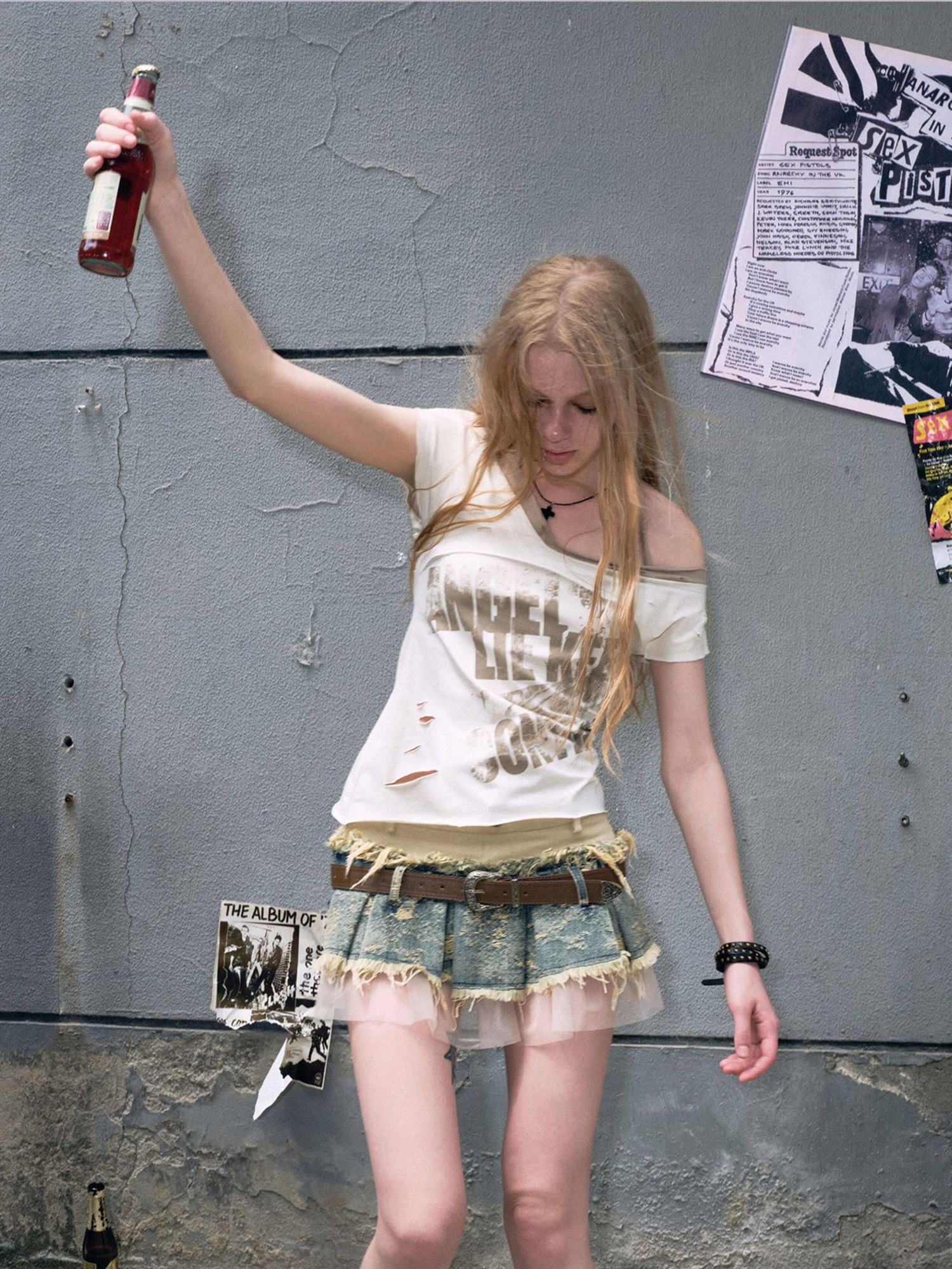 Cest Nous High Waist Ruched Pleated Spliced Cotton Blend Punk Womens Casual Miniskirts