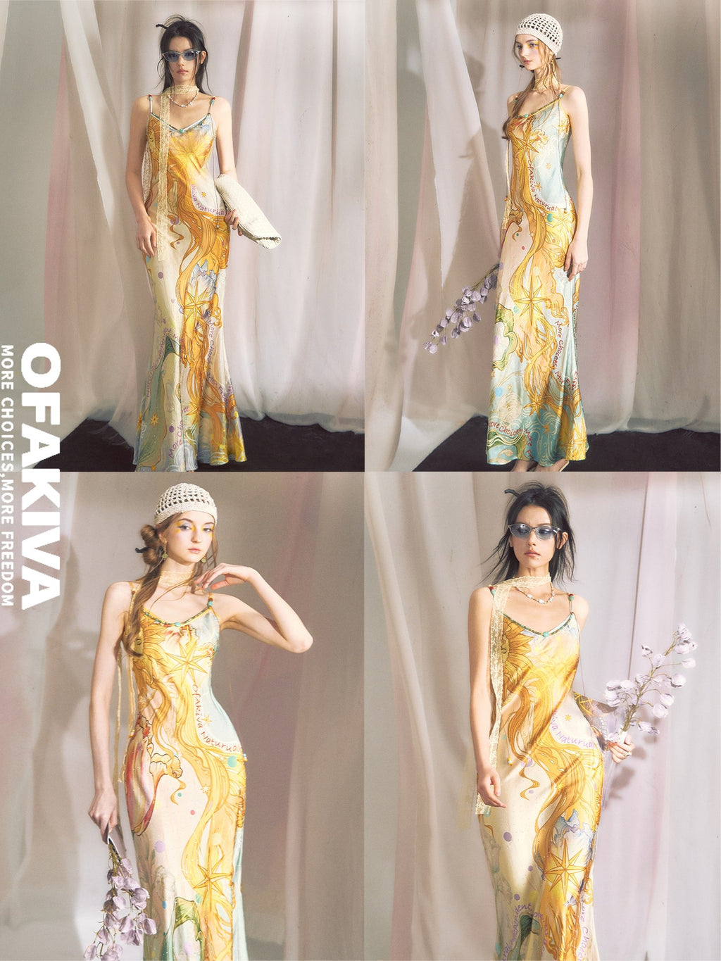 OfAkiva High Waist Floral V-neck Sleeveless A Line Casual Women Maxi Dresses