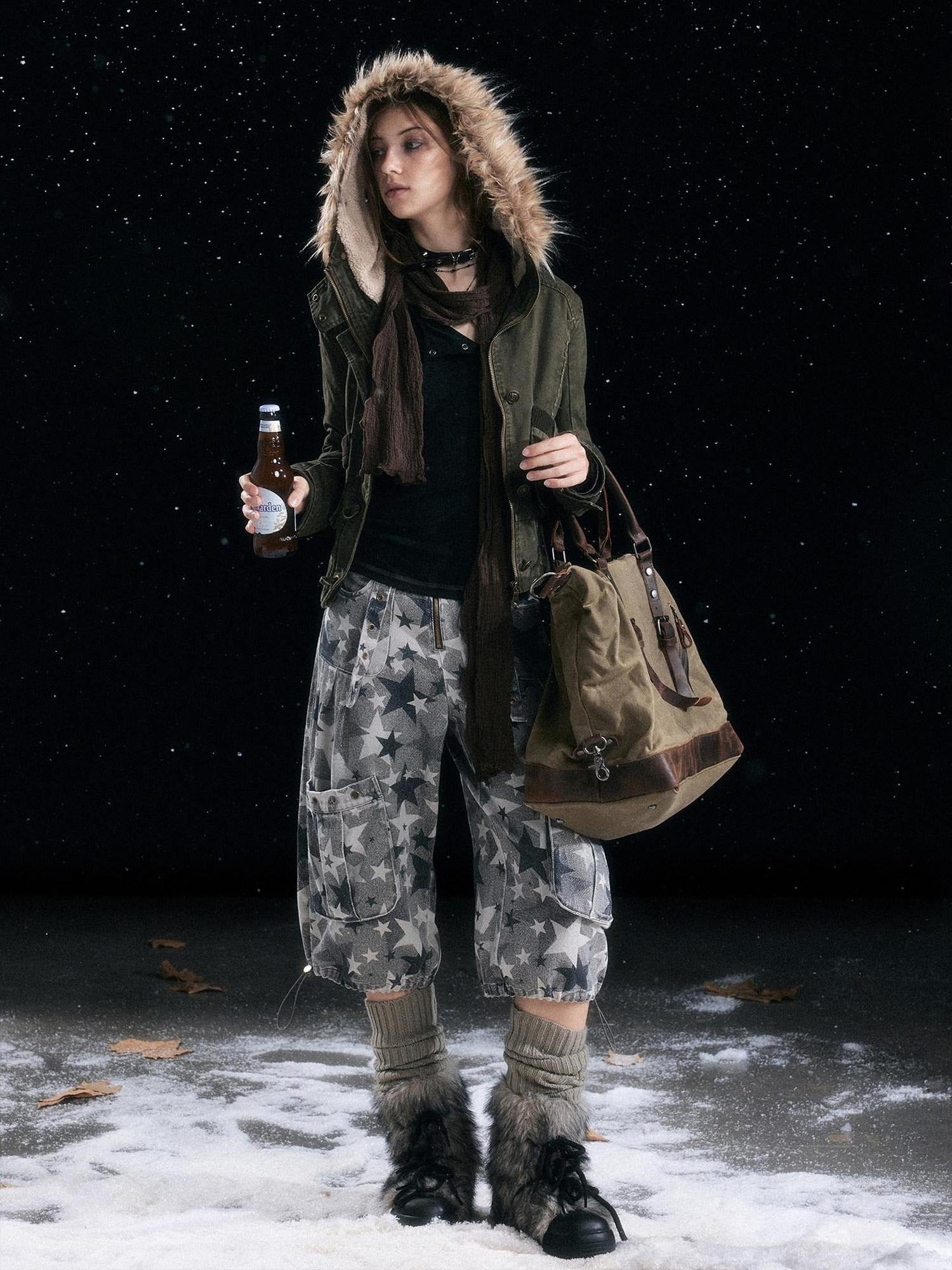 Cest Nous Cotton Padded Hooded Straight Fit Women Workwear Zip Front Olive Croppedjackets