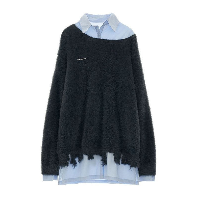 MAMC_Cozy_Nylon_Blend_Loose_Fit_Minimalist_Work_Layered_Look_Black_Gray_Sweaters_MISSTT