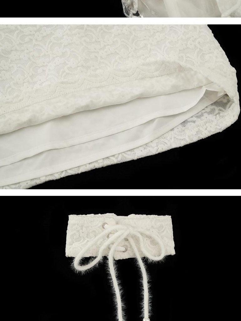 MAMC Lace Trim 3 Piece Slim Fit Spaghetti Strap Youth Solid Poly Camisoles