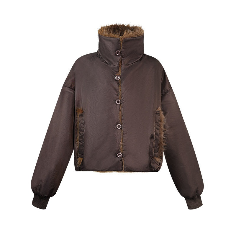 ZERO_Thick_Fur_Collar_Vintage_Loose_Fit_Button_Women_Polyester_Puffer_Jackets_MISSTT