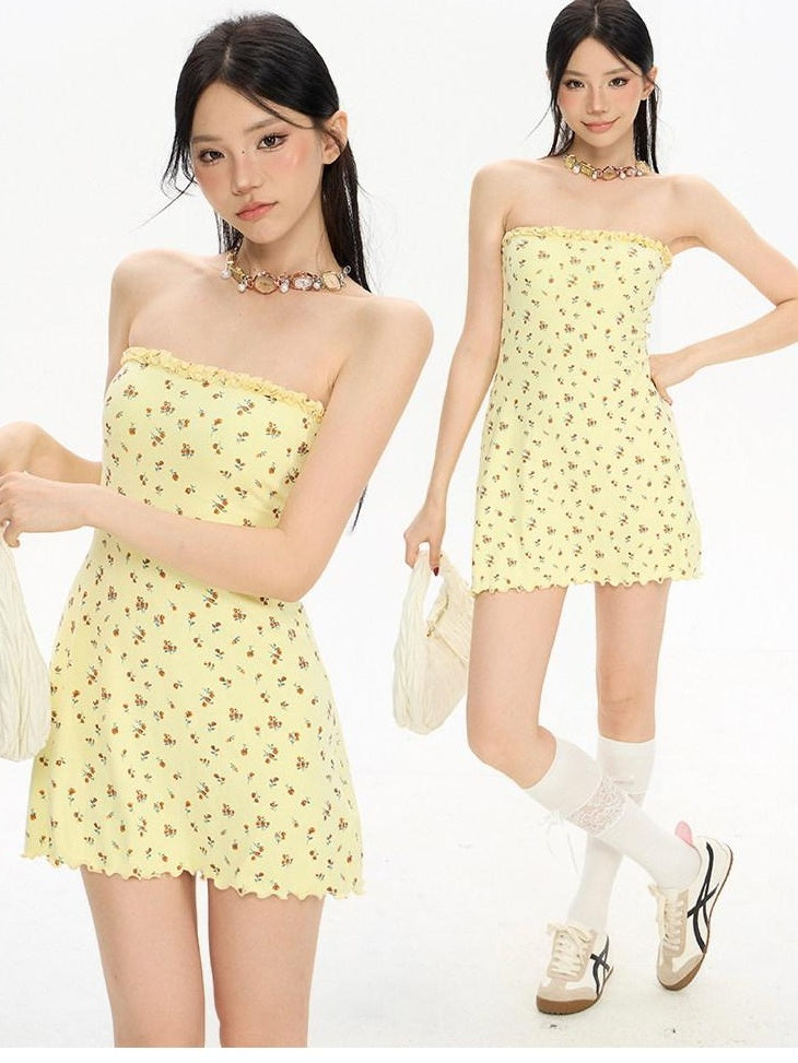 ZERO Soft Tencel Lyocell Padded Bust High Waist A Line Knit Casual Women Mini Dresses