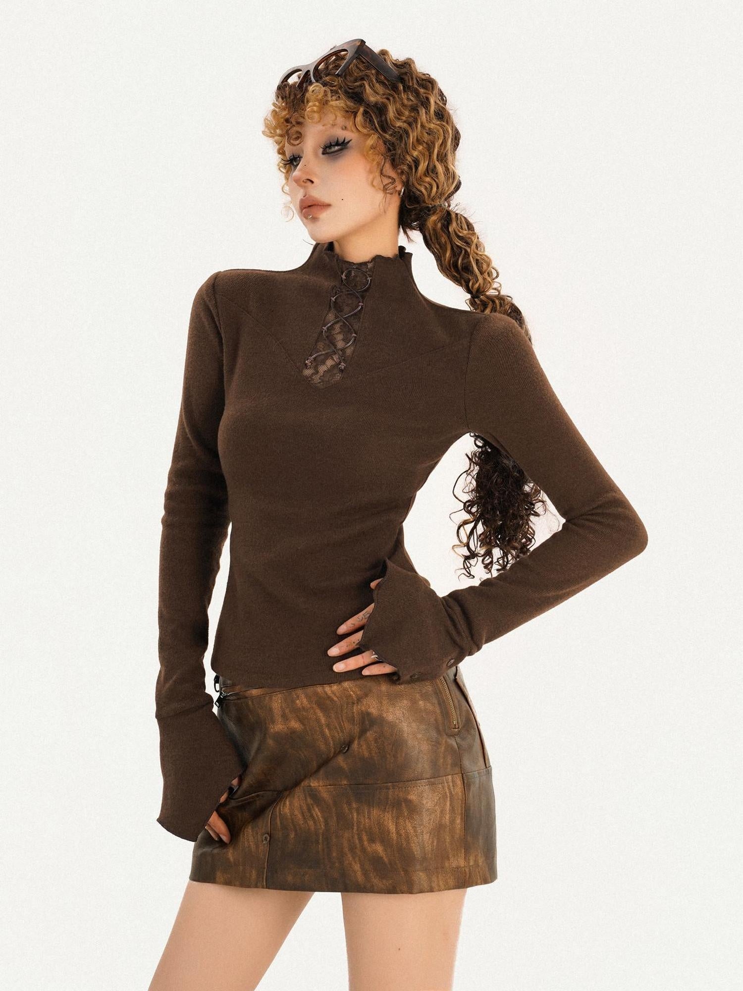 Nico Molly Leopard Trim Patchwork Nomadic A Line Mid Waist Casual Women Mini Skirts