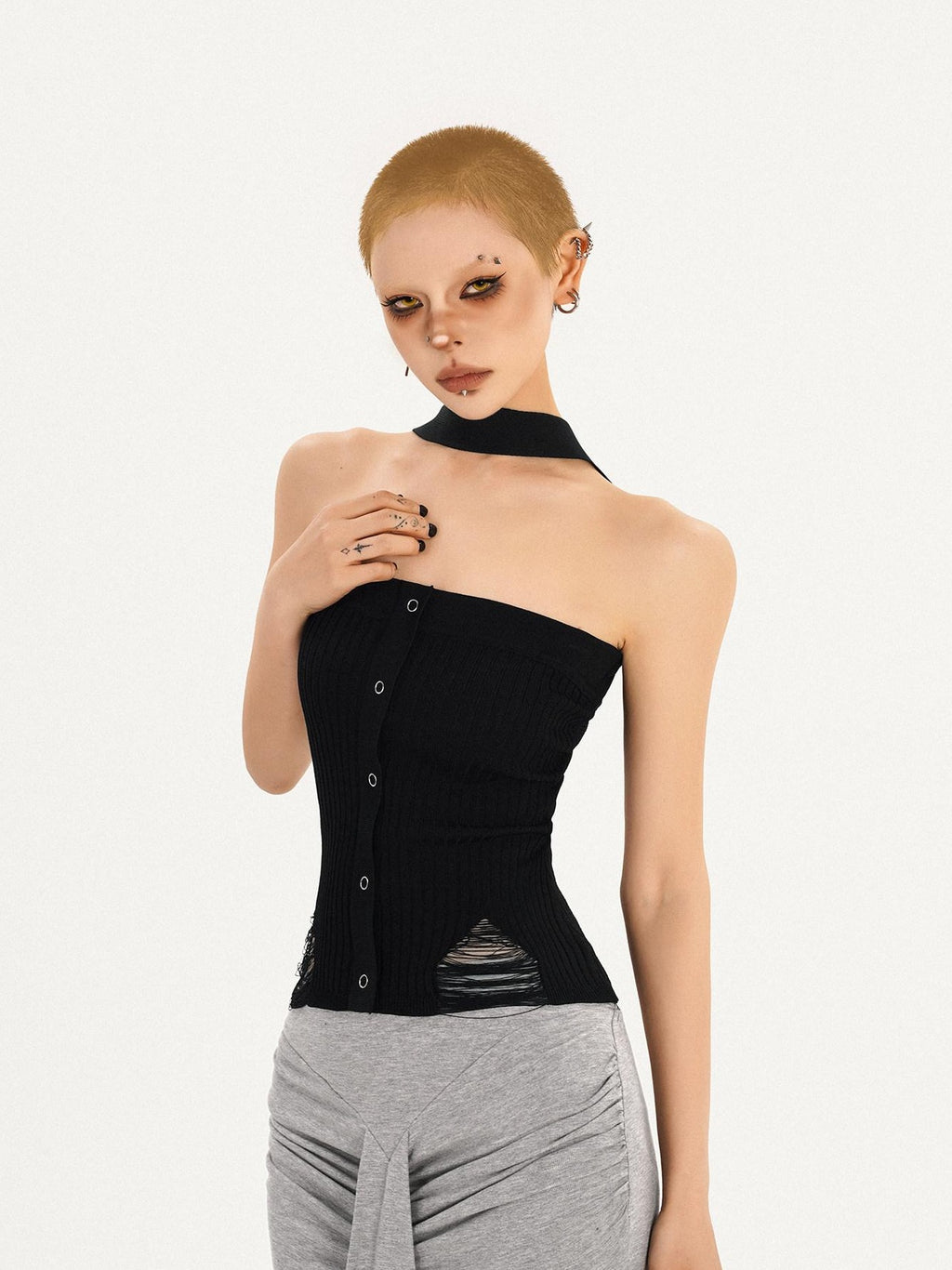 Nico Molly Sleek Slim Fit Street Style Solid Black One Size Youth Crop Tube Tops