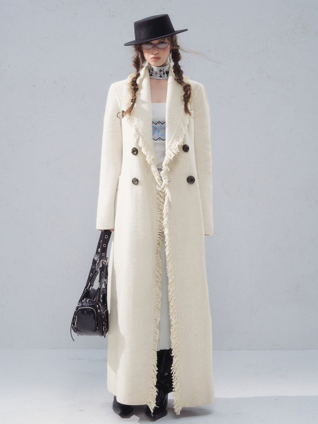 OfAkiva Warm Thick Vintage Slim Fit Long Single Breasted Lapel For Women Wool Coats