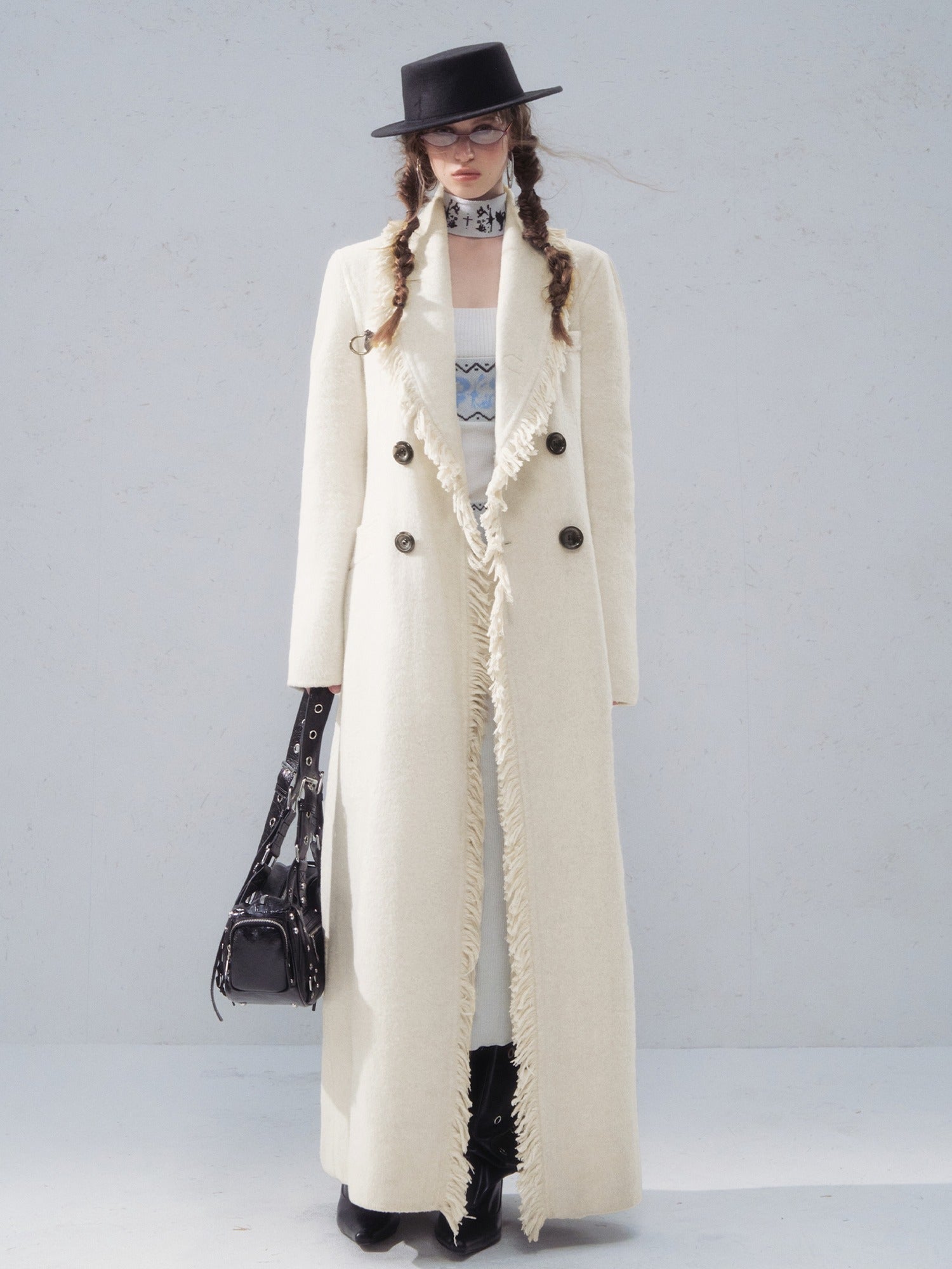 OfAkiva Warm Thick Vintage Slim Fit Long Single Breasted Lapel For Women Wool Coats