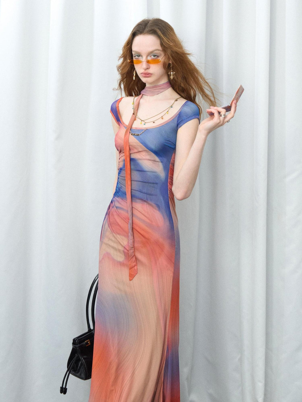 OfAkiva Sexy Printed High Waist Aline Square Neck City Work Women Polyester Maxi Dresses