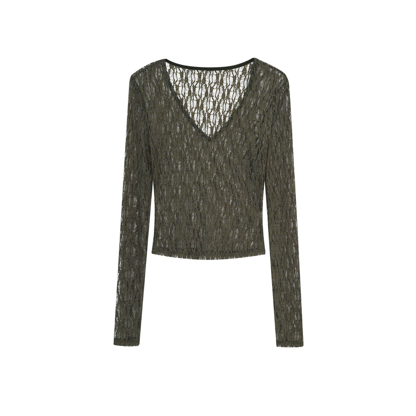 ZERO_Pleated_Lightweight_Nylon_Slim_V-neck_Casual_Women_Long_Sleeve_Crop_Tops_MISSTT