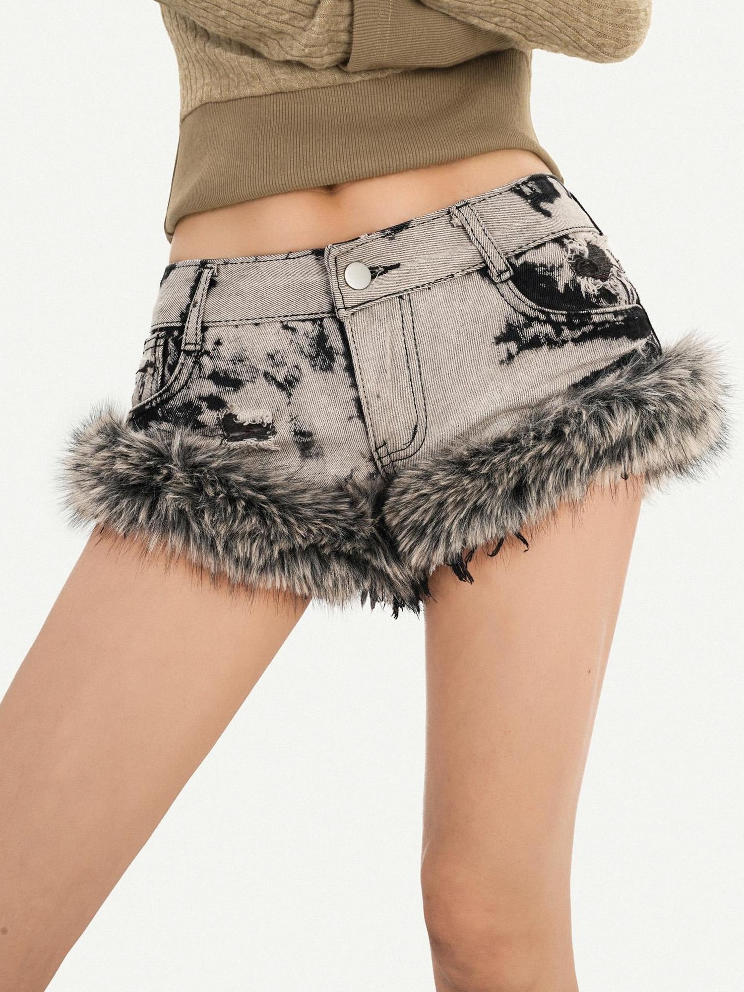 Nico Molly Distressed Low Rise Street Style Button Fly Gray Women Denim Shorts