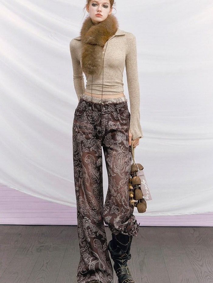 OfAkiva High Waist Vintage Washed Cotton Pockets Zipper Fly Casual Women Wide Leg Jeans