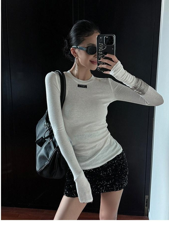 ZERO Breathable Lyocell Slim Fit Casual Crewneck Women Long Sleeve T-Shirts