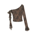 ZERO_Rhinestone_Mesh_Snake_Print_Slim_Asymmetric_Neck_Stretch_Long_Sleeve_Crop_Tops_MISSTT