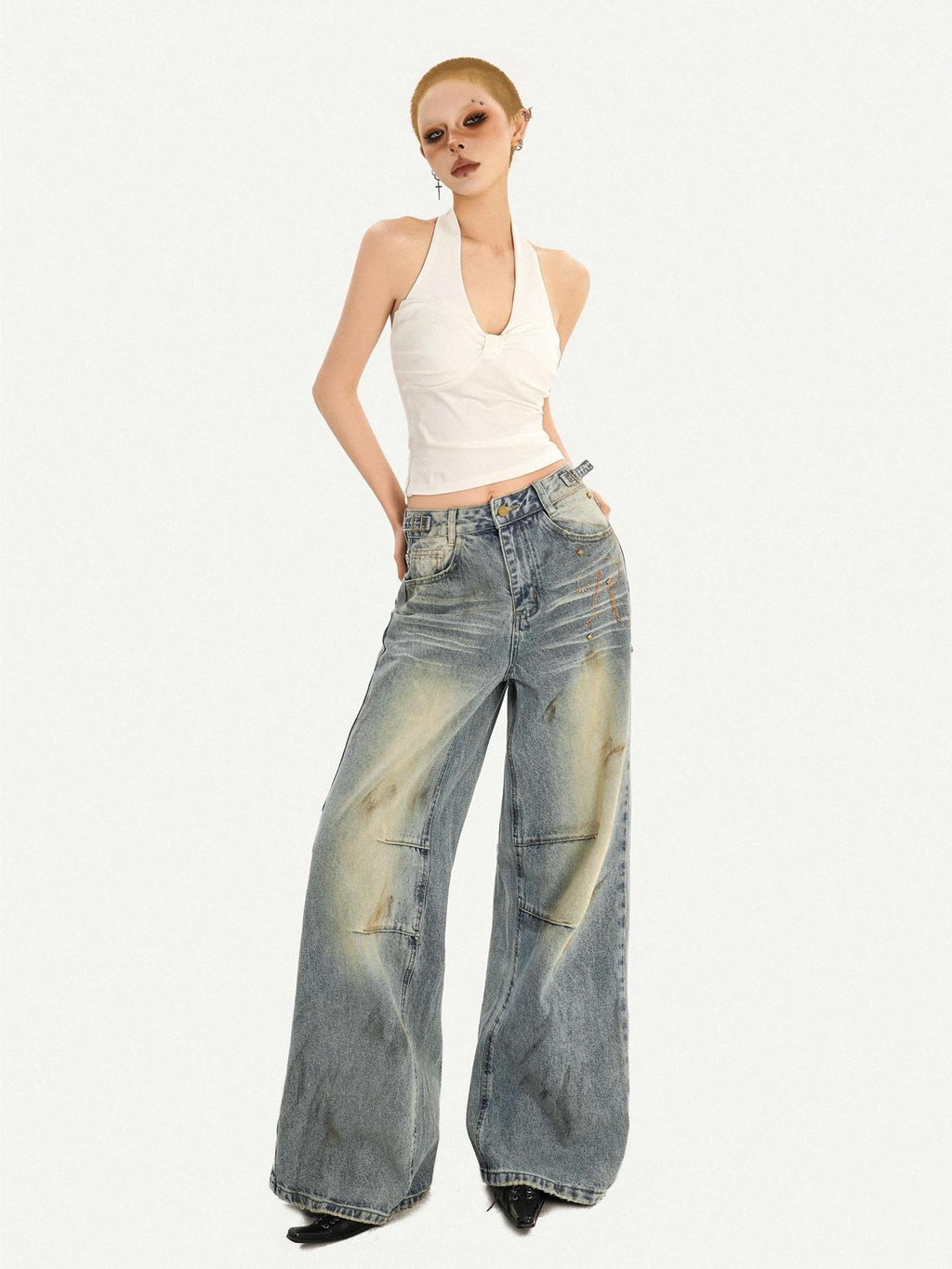 Nico Molly Sexy Slim Fit Halter V-neck Women Pullover Cropped Solid No Padding Camisoles