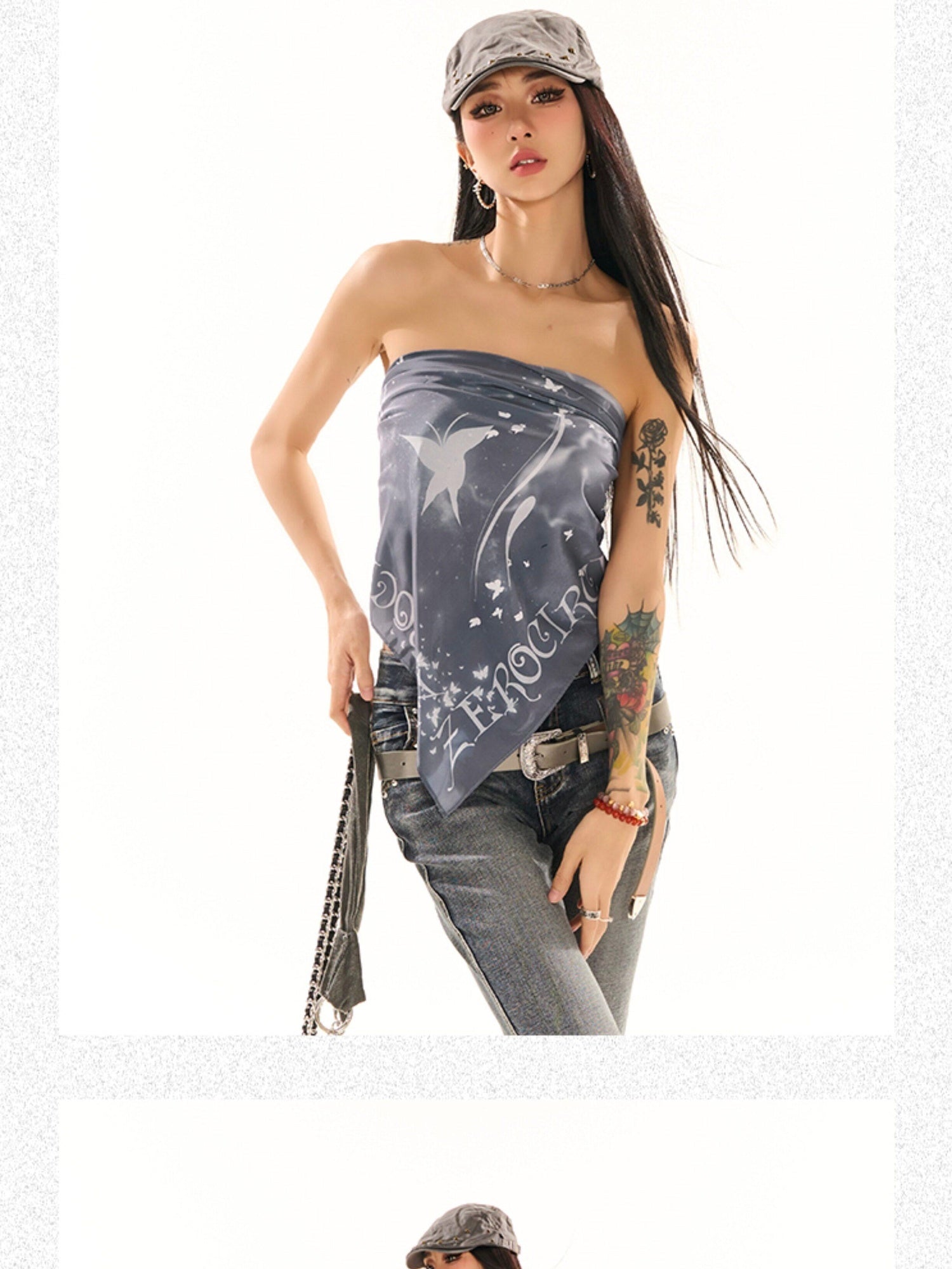 ZERO Decorative Polyester Scarf Style Oversized Letter Print Unisex Tube Tops