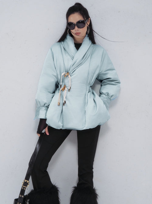OfAkiva 90 Percent White Duck Down Slim High Waist Cropped Women Warm Down Jackets