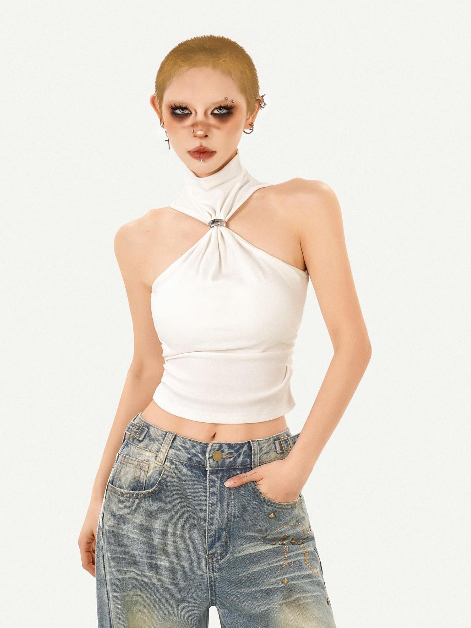 Nico Molly Padded Halter Slim Fit Street Style Casual Outerwear Women Solid Camisoles