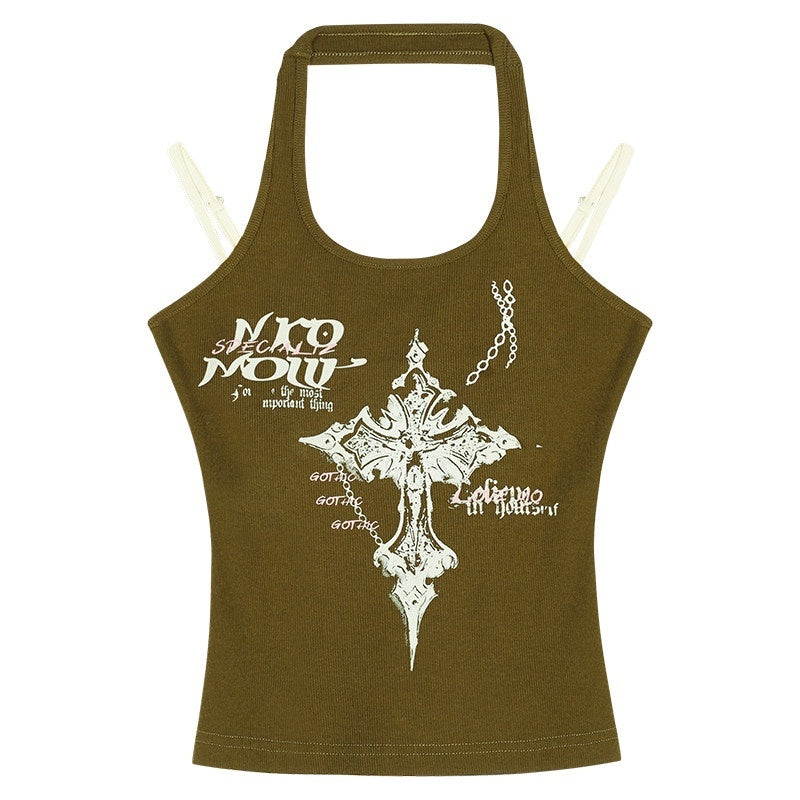 Nico_Molly_Original_Halter_Slim_Fit_Padded_Women_Y2K_Olive_Letter_Print_Camisoles_MISSTT