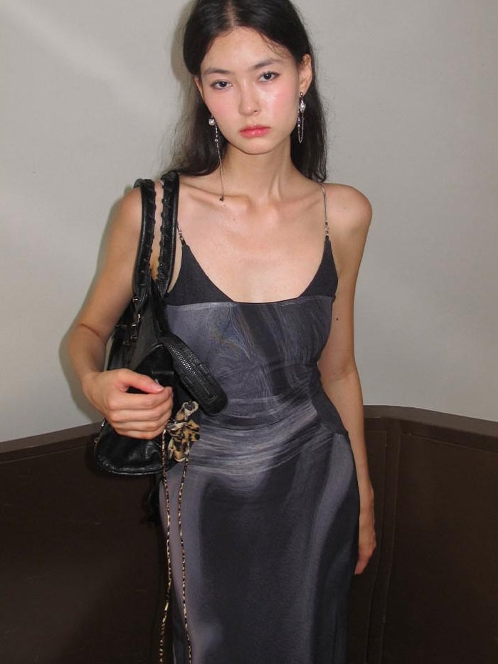 OfAkiva Colorblock High Waist A Line Slim Sleeveless U Neck City Maxi Dresses