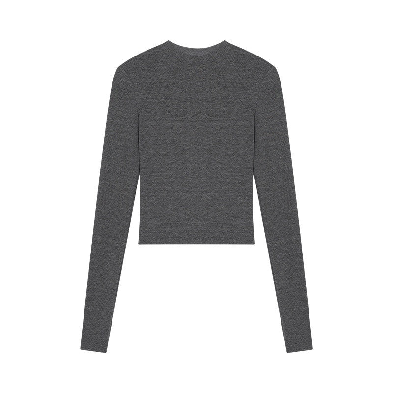 ZERO_High_Stretch_Tie_Crop_Tee_Slim_Fit_Long_Sleeve_Solid_Top_&_Pants_Sets_MISSTT