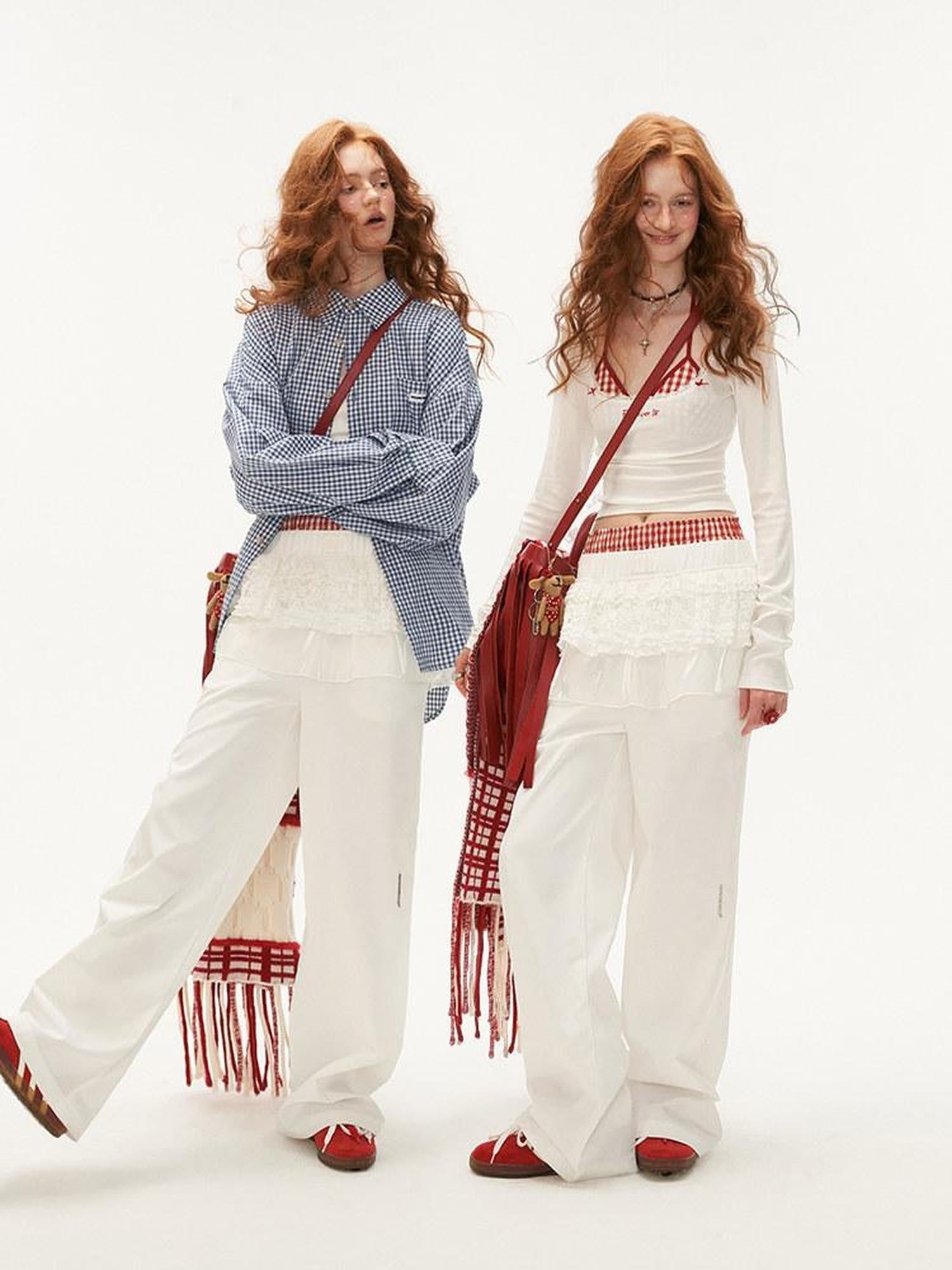 MAMC Minimalist Natural Waist Commuter Workwear White Polyester Wide Leg Pants