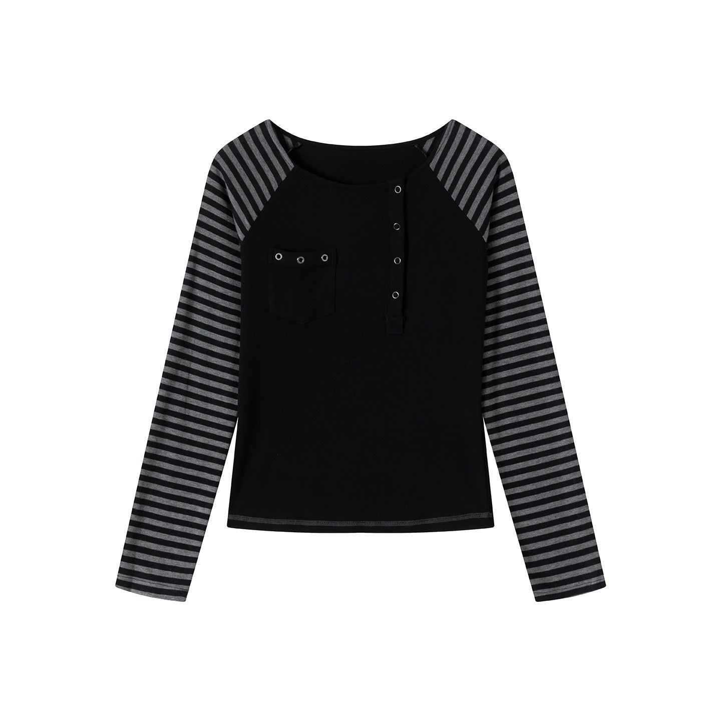 Cest_Nous_Punk_Striped_Colorblock_Slim_Raglan_Crew_Neck_Women_Longsleevet-Shirts_MISSTT
